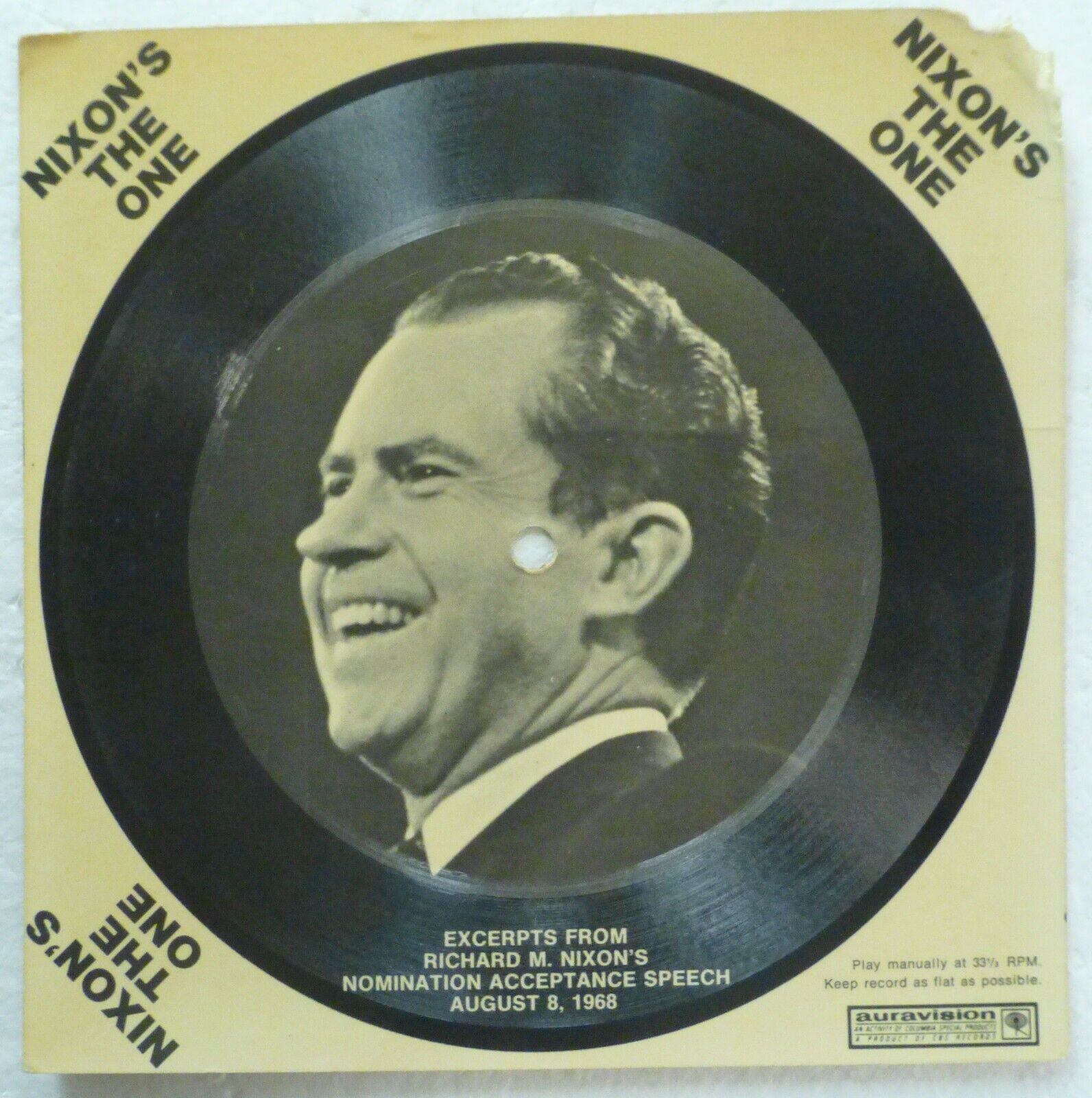 NIXON\'S THE ONE Excerpts from 1968 nomination acceptance speech FLEXI-DISC Rp267