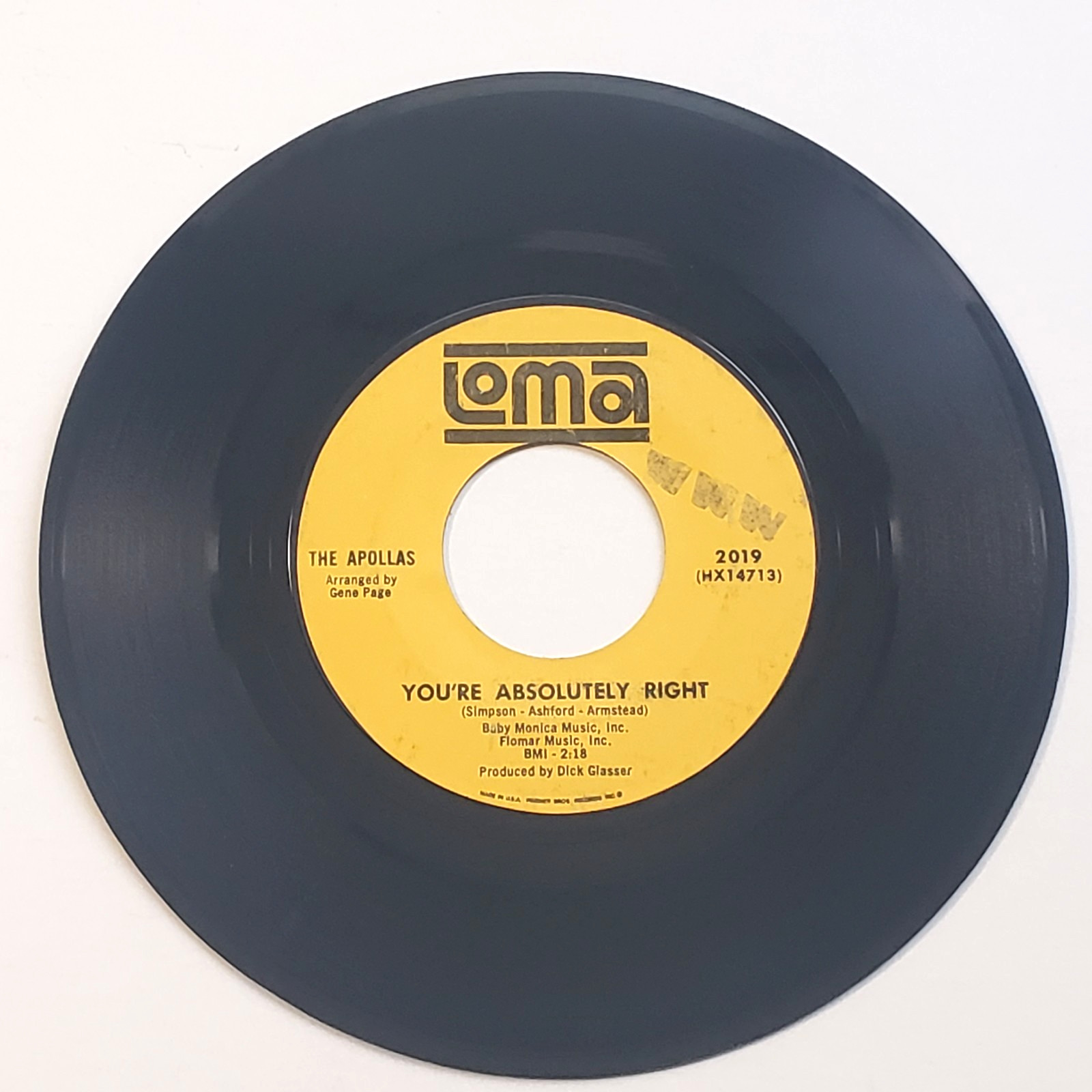 The Apollas You're absolutely right/Lock me in your heart 45 RPM 7
