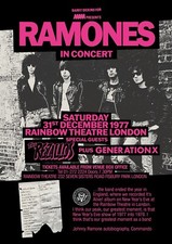 Ramones NYE 1977 Rainbow Theatre, London It’s Alive commemorative A1 Poster picture