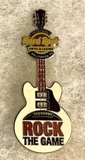 HARD ROCK HOTEL HOLLYWOOD FL FOOTBALL ROCK THE GAME WHITE GUITAR PIN # 36194 picture