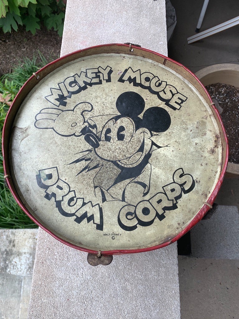 Mickey Mouse Drum Corps Drum with Lithographed Tin by J. Chein.