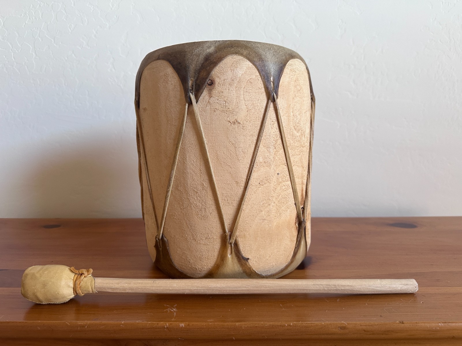 Native American Style Pueblo Double Sided Log Drum 8