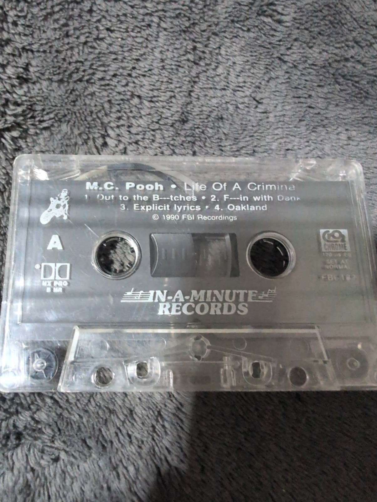M.C. Pooh Life Of A Criminal Cassette 1990 FBI Records Oakland Rap Pooh Man
