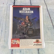 1993 Sonor Drums Set Drummer Adam Nussbaum Vtg Print Ad/Poster Pinup Magazine Pg picture