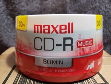 (1FREE) Maxell CD-R Blank Media 30 Pack Spindle Music 32x 80 Minute 700MB NEW picture