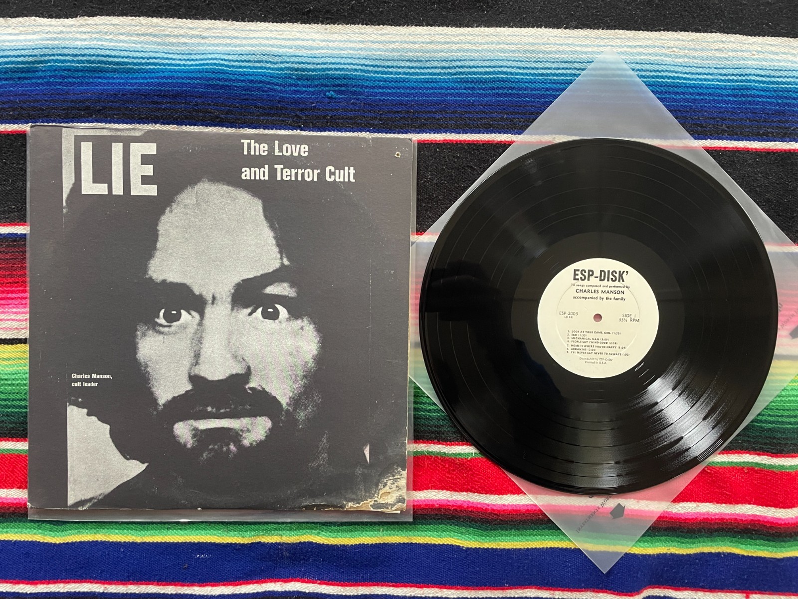 Charles Manson LIE The Love And Terror Cult 1974 ESP Disk Vinyl LP