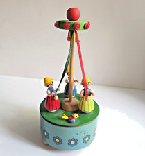 Vintage Steinbach Wooden Music Box Maypole Dancers Liechtensteiner Polka Germany picture