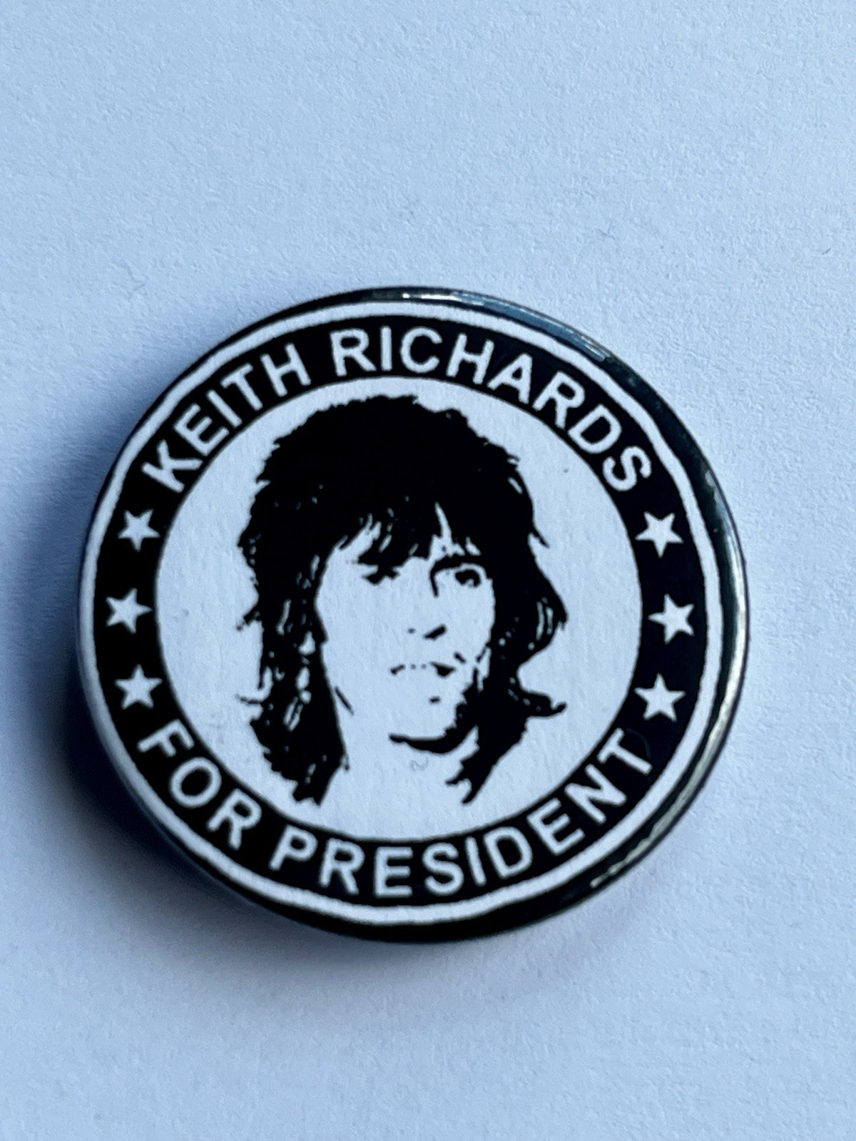 Keith Richard’s For President Badge The Rolling Stones 38mm Size Reproduction