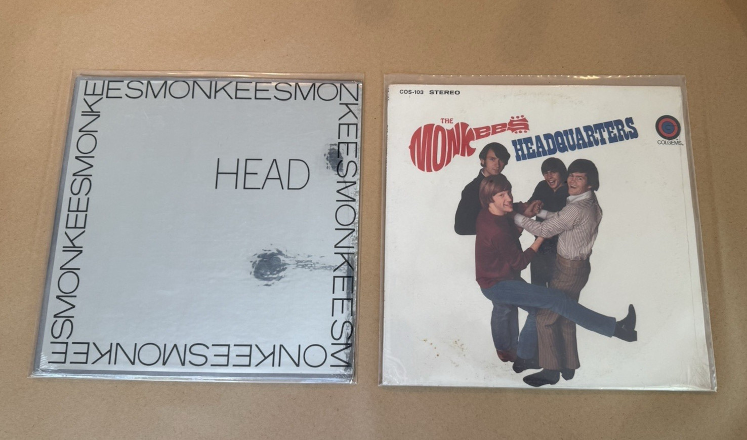 Lot of 2 SEALED 1960's Monkees Colgems records - HEAD (MINT) and Headquarters