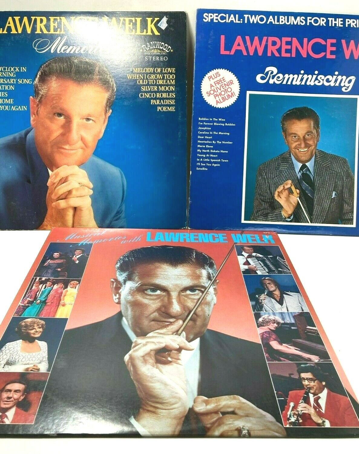 Vintage Lawrence Welk  Memories  Mixed Lot of 3 Records  1984