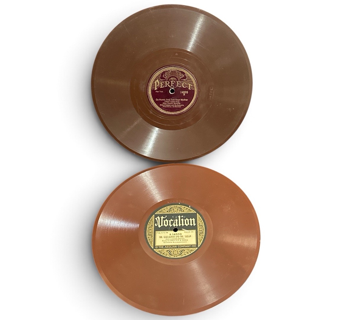 Lot 2 Vtg Brown 78 RPM Records Perfect Vocalion Lovesick Blues Souvenirs 1920s