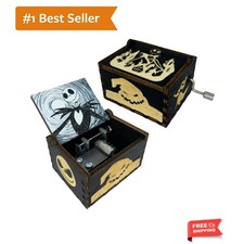 Hand Crank Vintage Music Box - Plays 'This is Halloween' - Perfect Gift picture