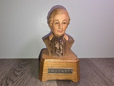 Vintage Reuge Music Box - Haydn Bust - Wood Base - Works *Euc* picture