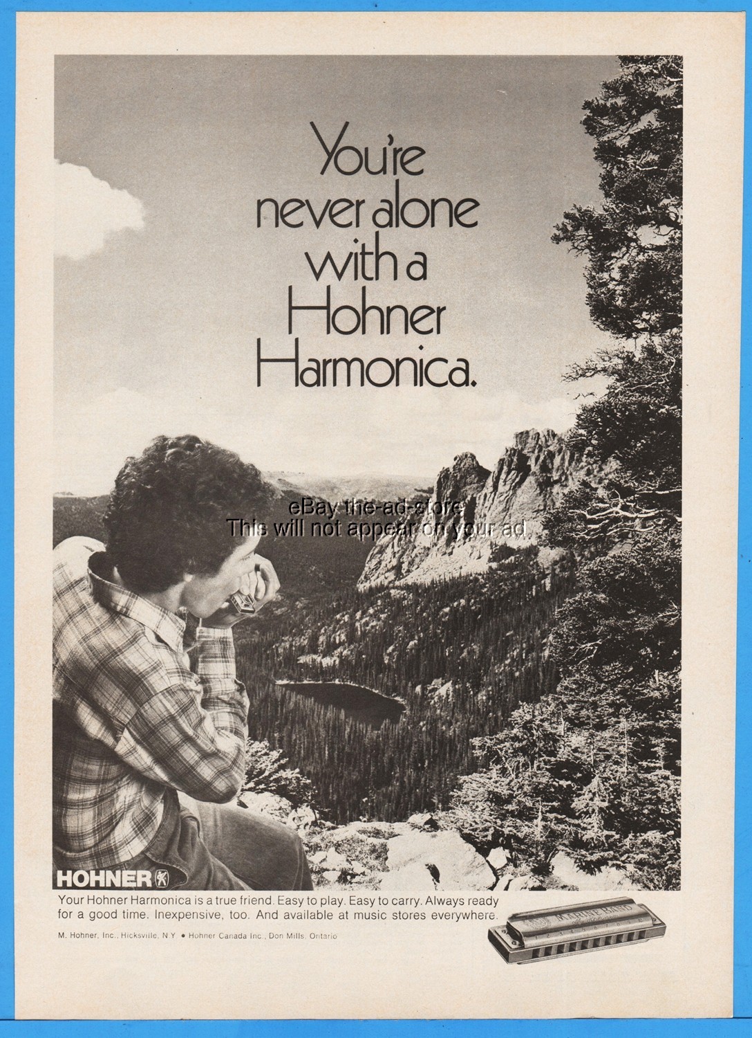 1977 Hohner Harmonica Hicksville NY Don Mills Ontario You\'re Never Alone Ad