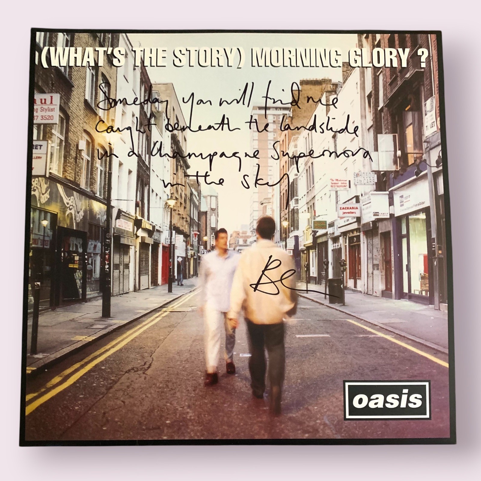 SIGNED OASIS BRIAN CANNON OASIS WHATS THE STORY MORMING GLORY VINYL WITH LYRICS