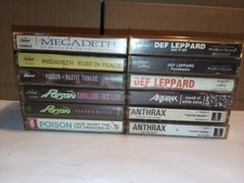 Vintage Hard Rock & Metal Cassette Lot - Megadeth, Anthrax, Def Leppard, Poison  picture