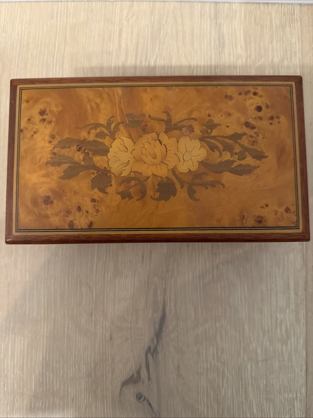 Vintage Reuge Music Box 2/50 Swiss Mvmt Lara's Theme Italy Sorrento Burl Wood