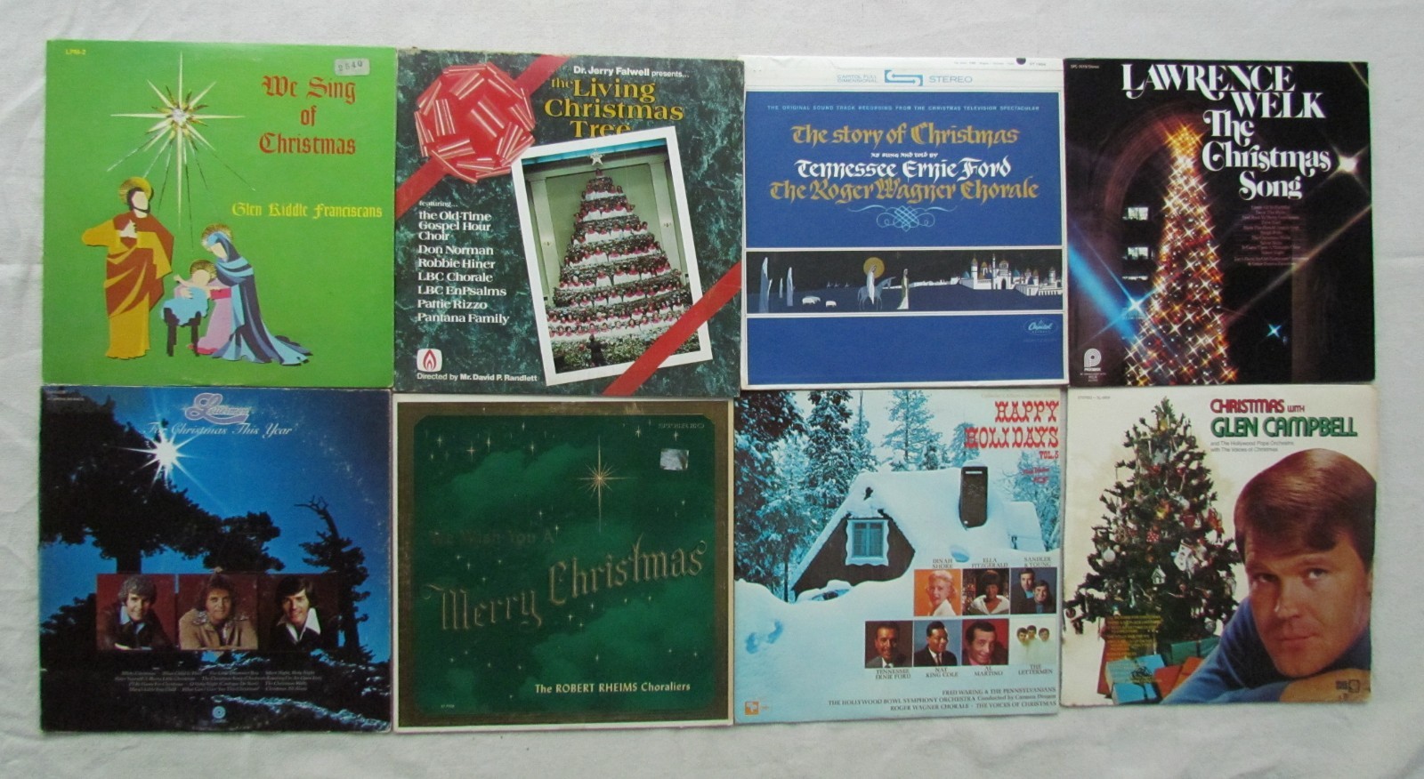 Lot of 8 Vintage Vinyl Christmas Albums, 33Rpm, vinyl LP\'s, Various Artists
