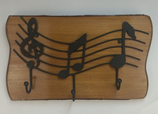 Unique Wood Wall Hanging Hooks ~ Featuring Musical Notes & Live Edge Wood picture