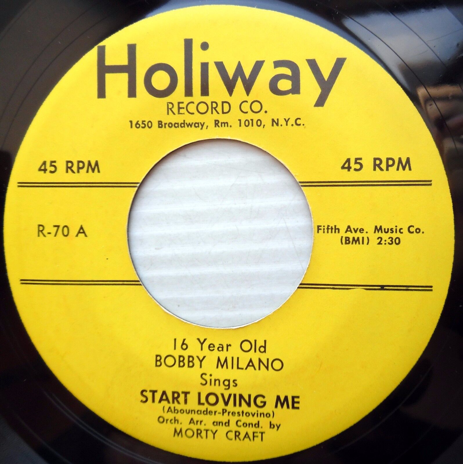 BOBBY MILANO 1952 reissue HOLIWAY 45  START LOVING ME b/w ONE  Keely Smith JR174
