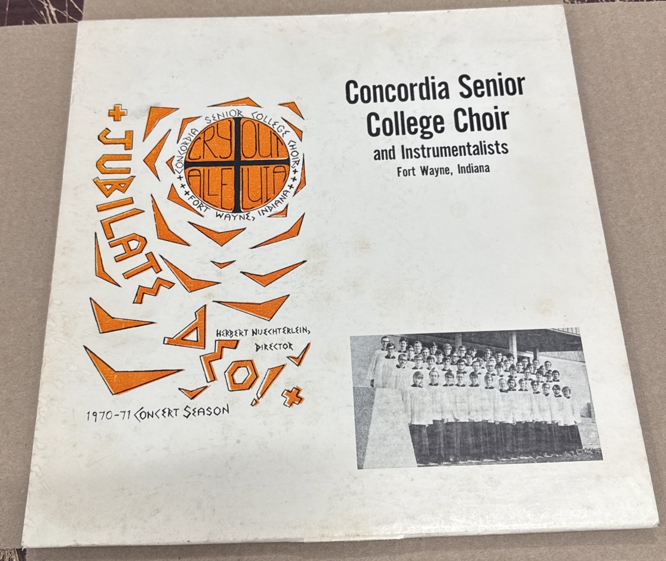 CONCORDIA SENIOR COLLEGE CHOIR - Jubilate Deo 1970-71 VG+ Private LP