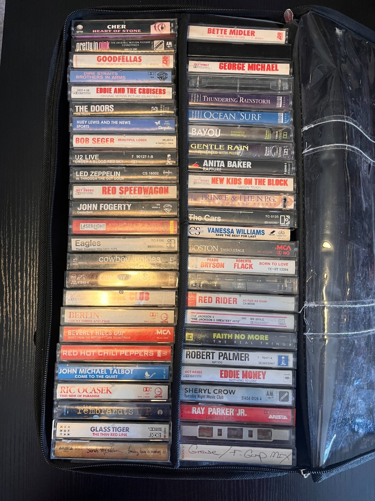 Vintage Cassette Tape Collection-50 Cassettes w/ Zippered Storage Case Included