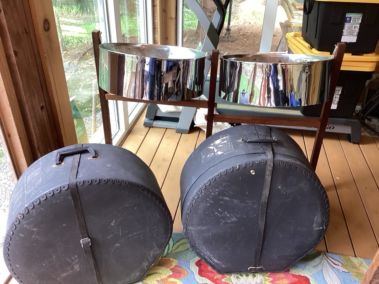Steel Pan Double Seconds With Redwood Knockdown Stand