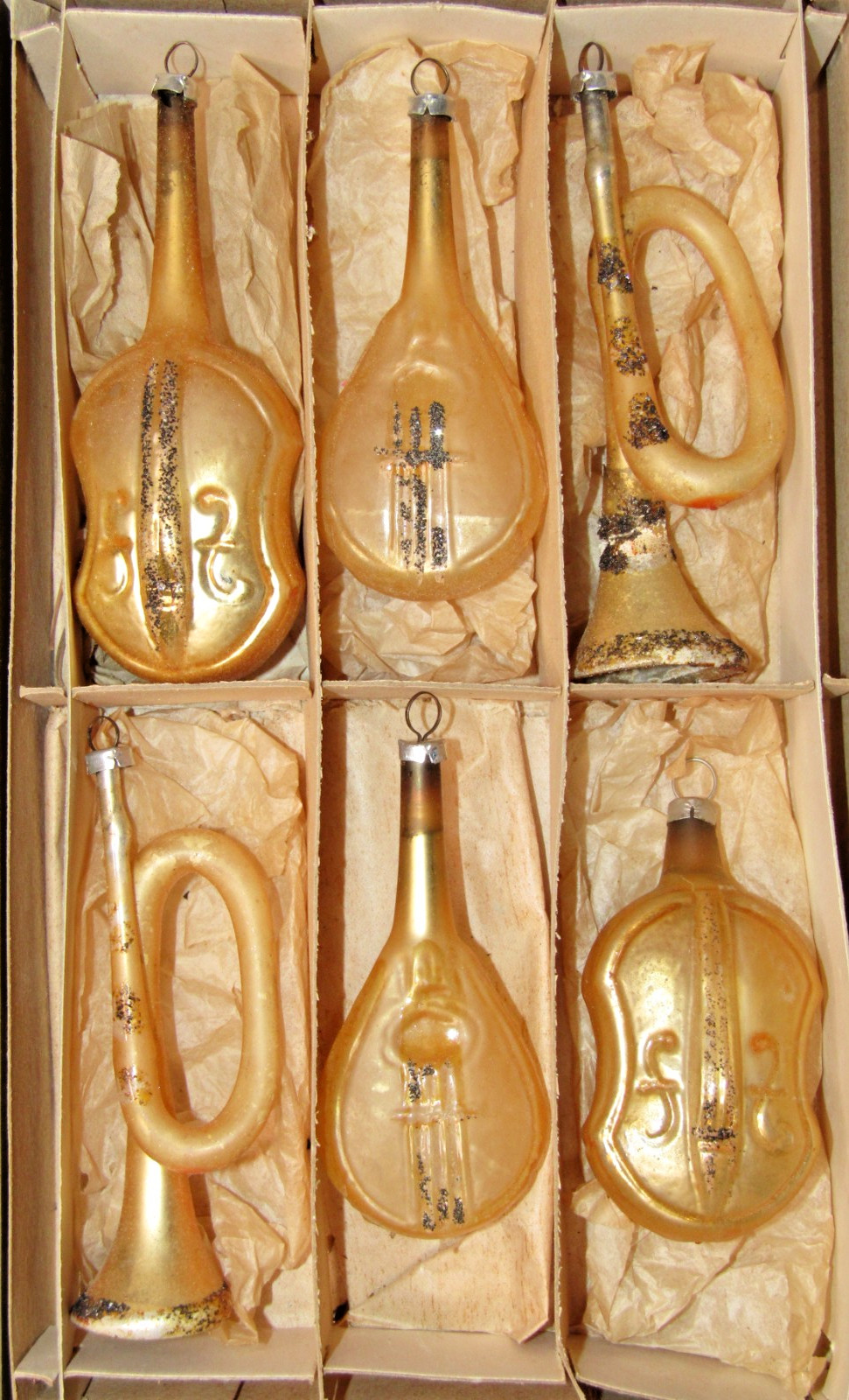 Lot VTG Glass VIOLA TROMBONE BANJO Music Instrument Christmas Ornaments Germany