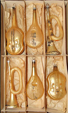 Lot VTG Glass VIOLA TROMBONE BANJO Music Instrument Christmas Ornaments Germany picture