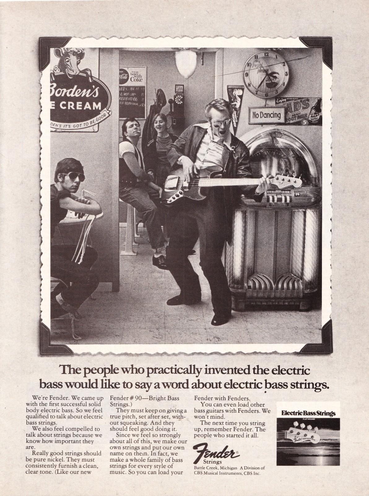 FENDER ELECTRIC BASS GUITAR STRINGS~1977 PROMO PRINT MAGAZINE AD POSTER CLIPPING