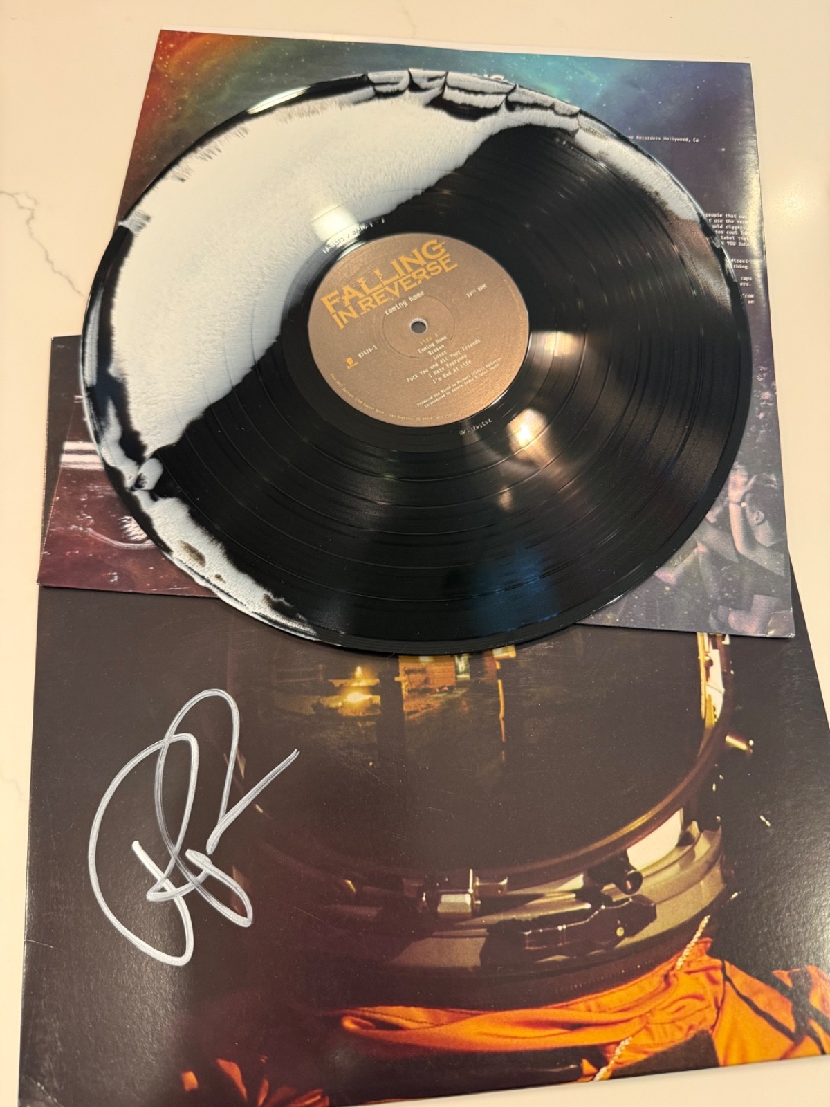 Falling In Reverse Signed by Ronnie Radke Coming Home Vinyl Black White Variant