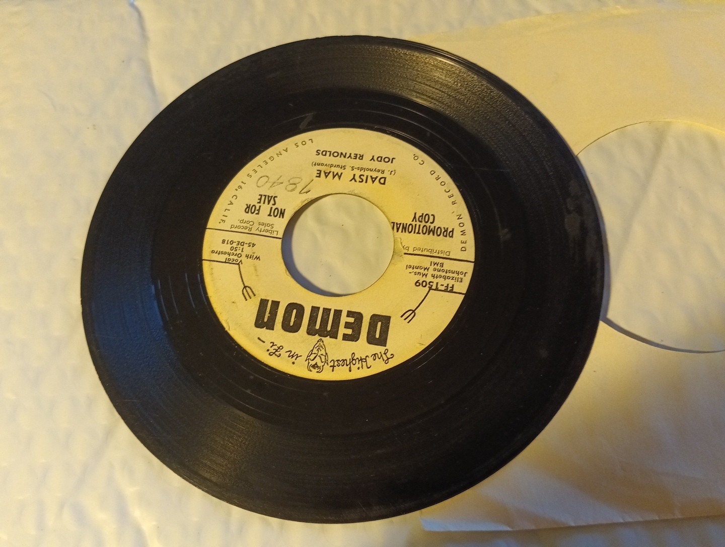 ROCKABILLY 45 -JODY REYNOLDS  DAISY MAE / FIRE OF LOVE -Promotion Electrost Clea
