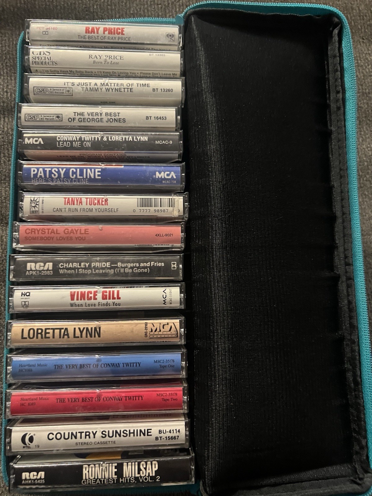 15 Vintage Country Cassette Lot: Patsy Cline George Jones Etc + Case
