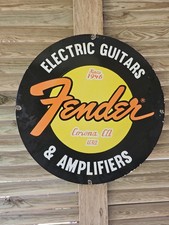 LARGE VINTAGE  FENDER ELECTRIC GUITARS PORCELAIN SIGN 29
