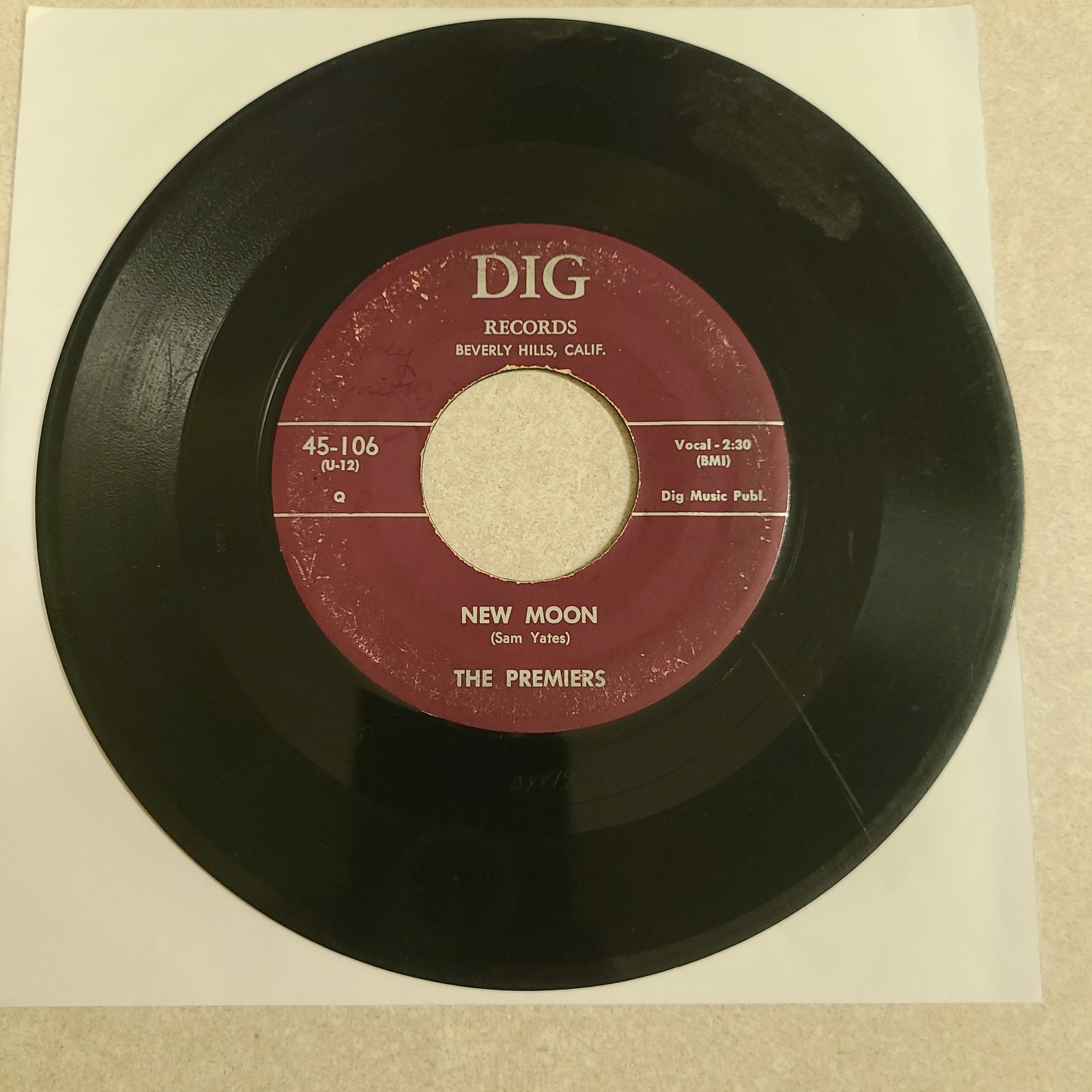 Rare R&B-The Premiers: New Moon/Baby, Dig Records 1955 1st Press VG- Read