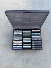 Vintage 80s Cassette Tape Collection & Storage Rack Case picture