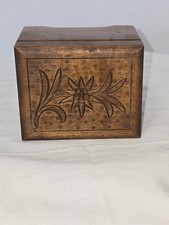 Vtg E Schmoker AG Luzern Swiss Hand Carved Wood Music Box Blue Danube Strauss picture