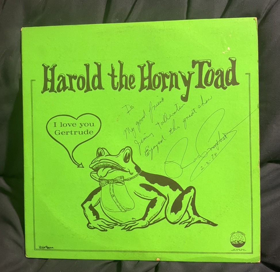 SIGNED Vintage Ronnie Prophet Harold the Horny Toad Live Carousel Club Vinyl 72