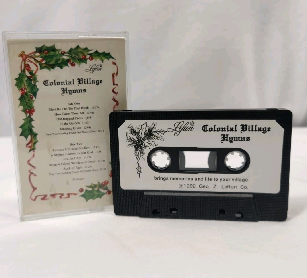 RARE Lefton Colonial Village Hymns Cassette 1992 WORKS Christmas Music Vintage