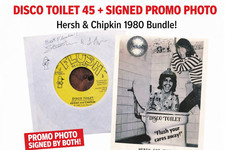 RARE - DISCO TOILET – SIGNED 45 RECORD + SIGNED PROMO PHOTO 🎶🚽 Hersh & Chipkin picture