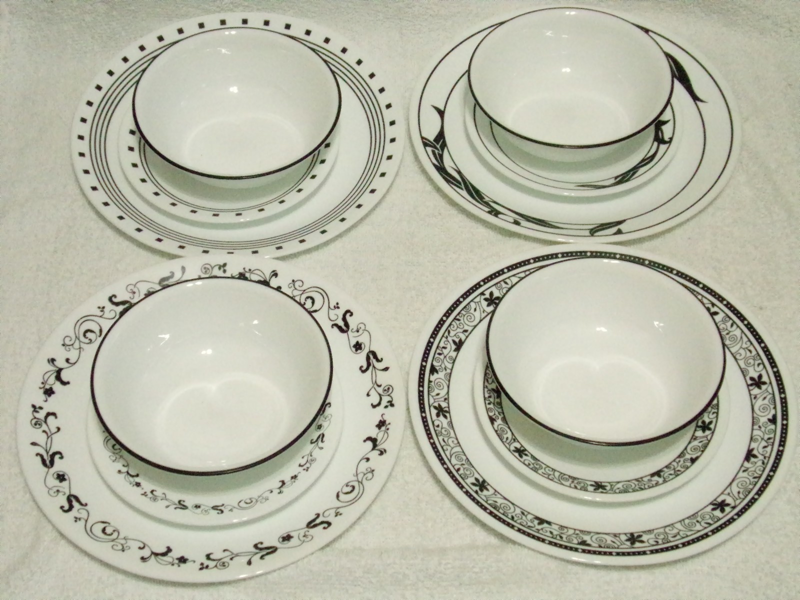 12 Corelle Mismatched Black White Dinner Bread Plates Bowls Lyrics Winding Gate