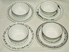 12 Corelle Mismatched Black White Dinner Bread Plates Bowls Lyrics Winding Gate picture
