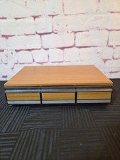 Vintage 36 Cassette Tape Storage Case Faux Wood Finish 3 Drawer Cabinet Holder picture