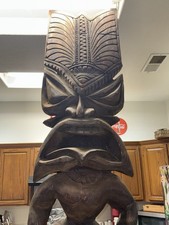 Tualau Tauheluhelu Tiki Carving 9’10” Monumental Tongan Polynesian Wood Art picture