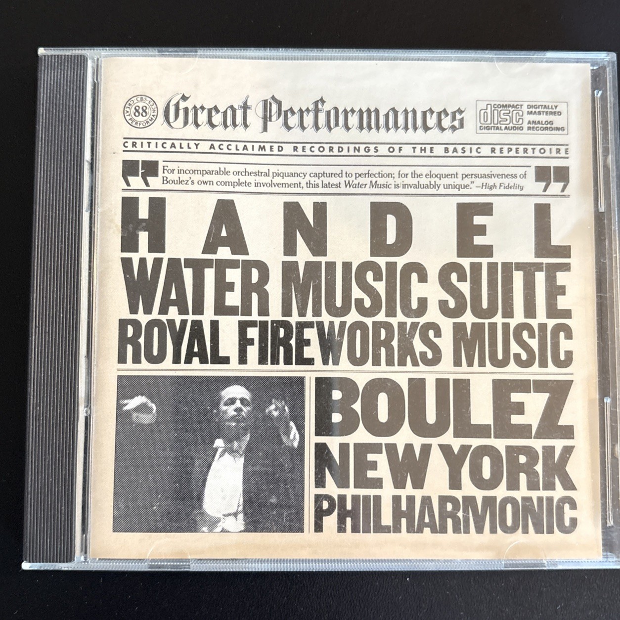 Water Music Suite Royal Firewor by Handel / Boulez / Nyp (CD, 1990)