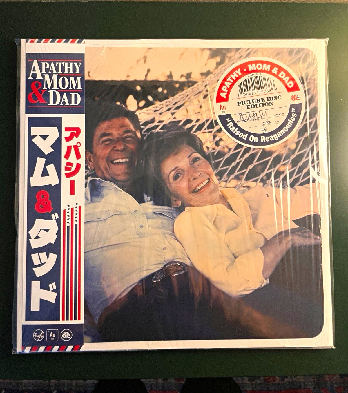 Apathy Mom & Dad – Raised On Reaganomics Picture Disc Vinyl LP AU001PD-LP
