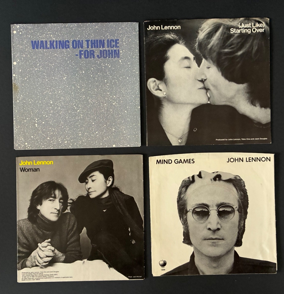 LOT of 4 ~ JHON LENNON - YOKO ONO 45rpm PICTURE SLEEVES ONLY