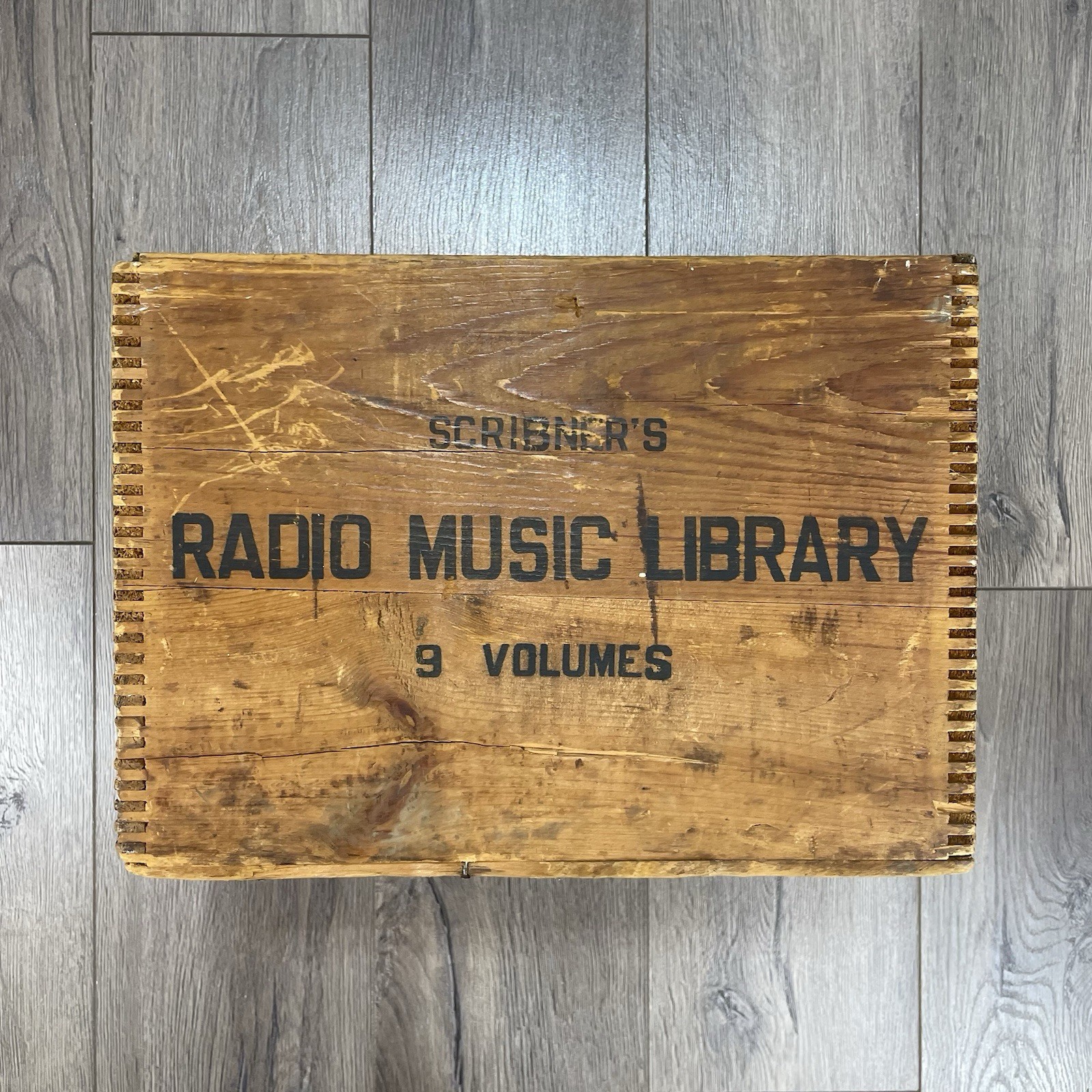Vintage Original 40’s Wooden Crate Box Scribners Radio Music Library NO BOOKS