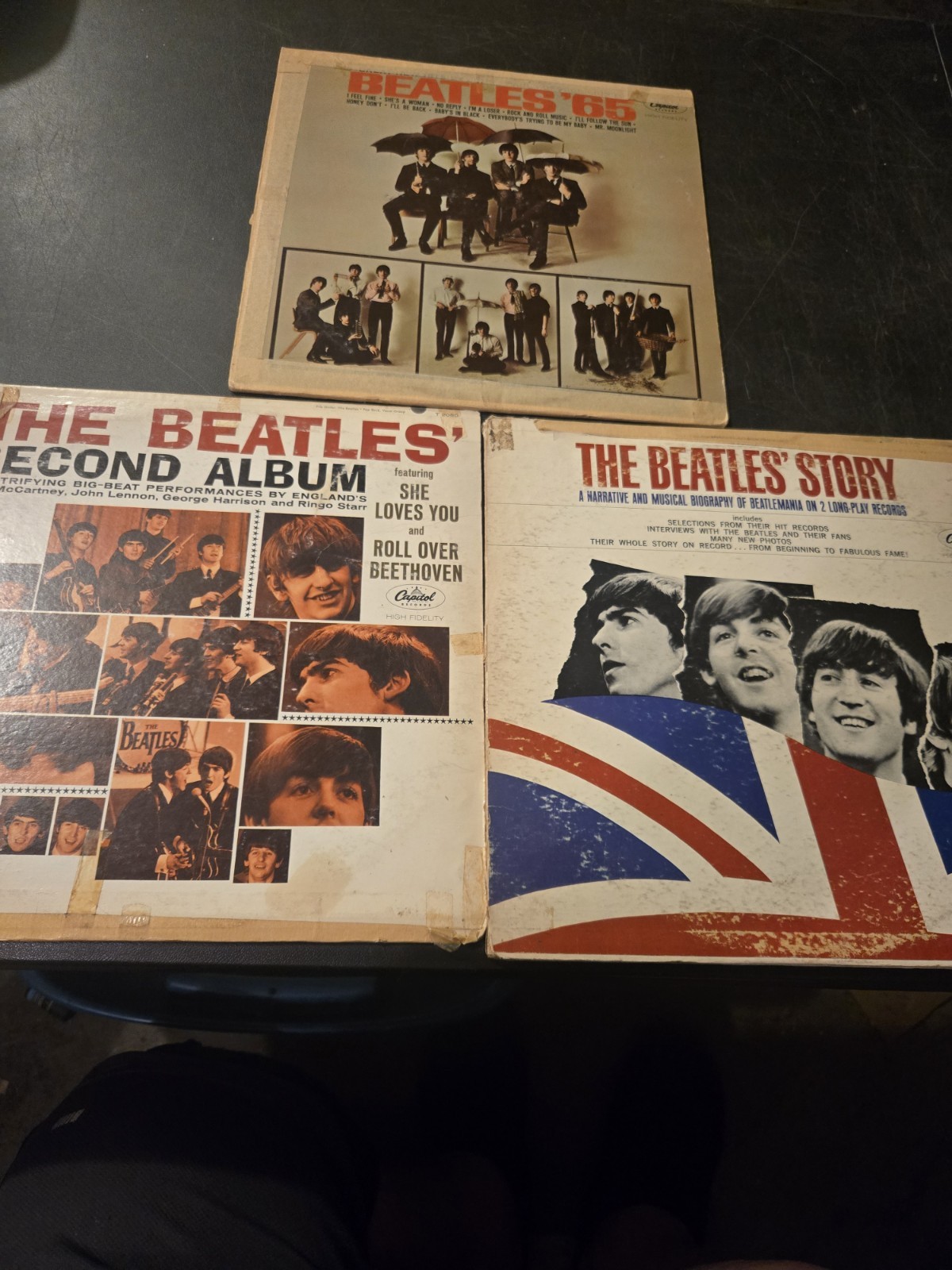 Lot of 3  Beetles Vinyl LP. Record Albums Beatles 65, Beatles Now, 2nd Album 