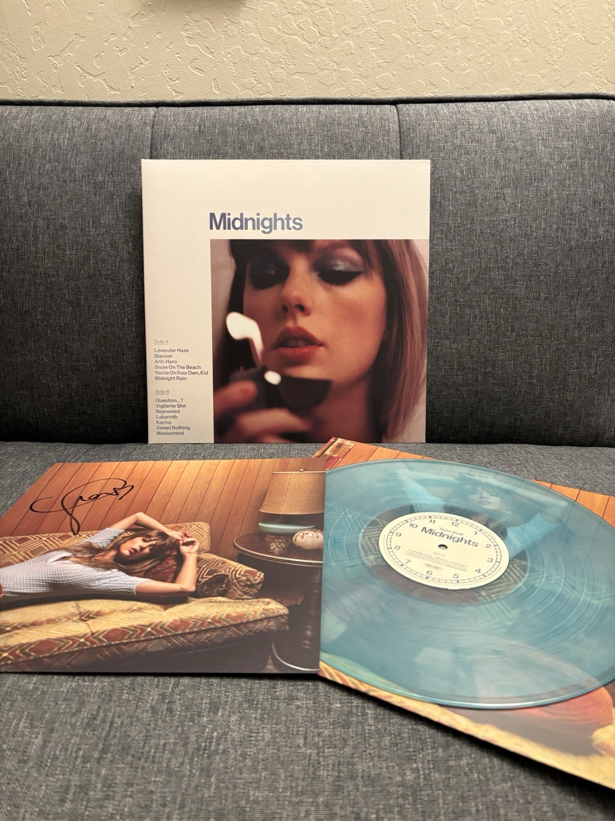 Taylor Swift Midnights Moonstone Blue Edition LP Vinyl with Hand-Signed Insert